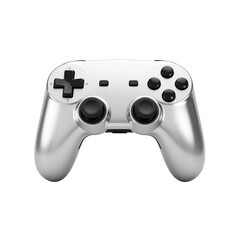 Stylish silver game controller on a white background
