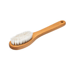 Wooden brush with white bristles isolated on transparent background