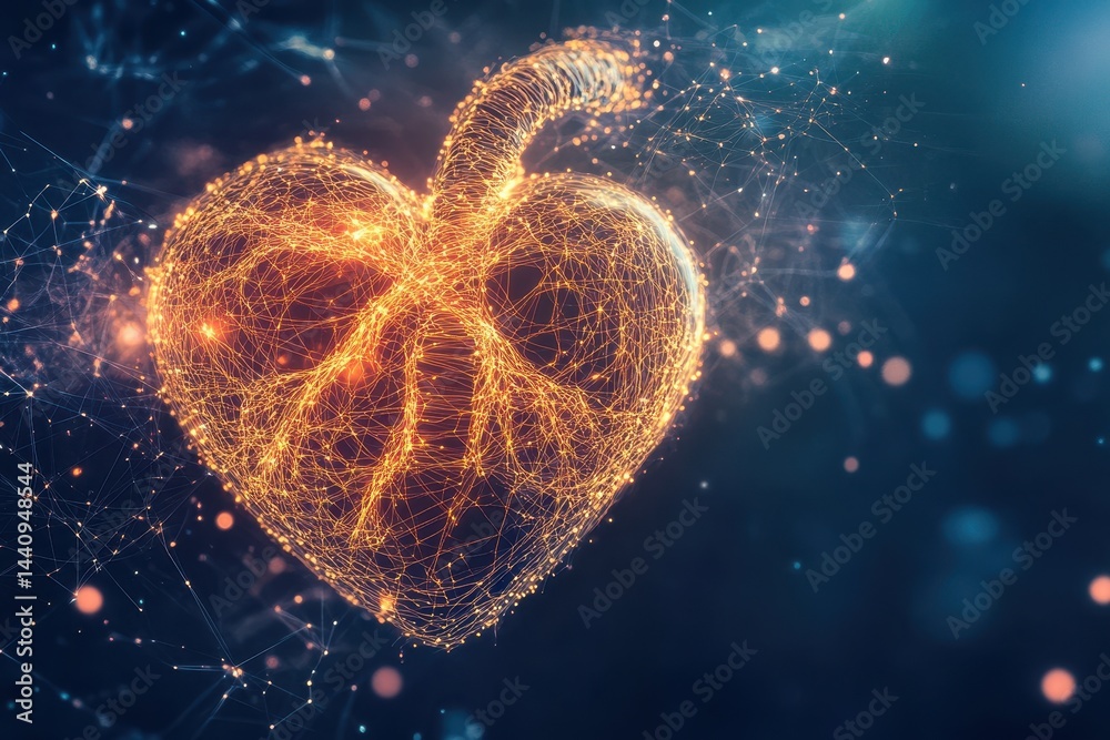 Aufkleber heart movement illustrated through abstract light patterns in vibrant colors and dynamic design, hea