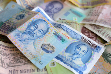 Vietnamese dong banknotes. Money concept