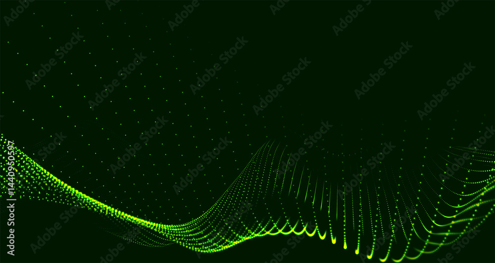 Poster futuristic dot wave. abstract digital particle wave. technology background. colored musical wave. da