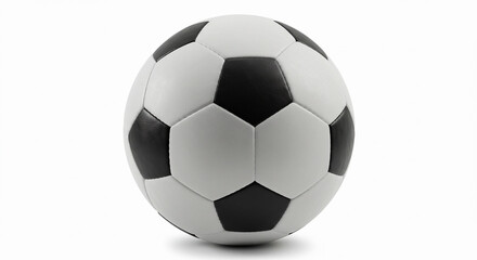 Fototapeta premium Realistic soccer ball isolated on white background, detailed texture, ideal for sports stock photography.