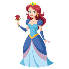 Princess holding flower Vector 