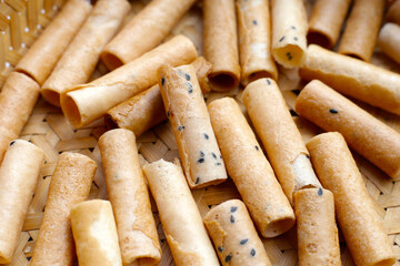 Thai snack, crispy coconut rolls