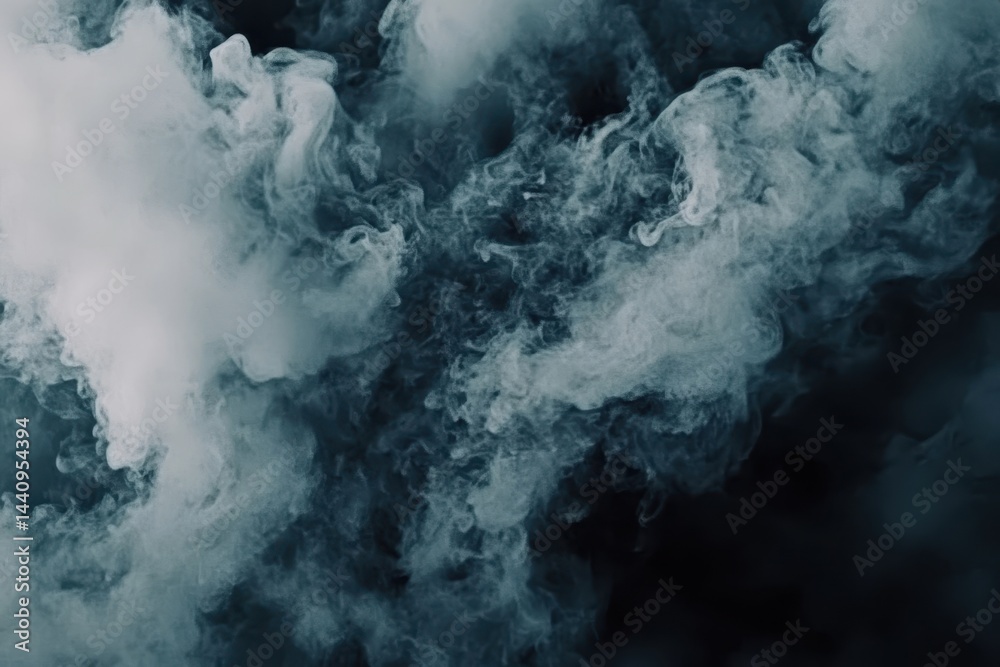Poster Wispy smoke gracefully swirls against a black background creating artistic patterns, Stream of wispy smoke over a black background Vertically Orientated Video