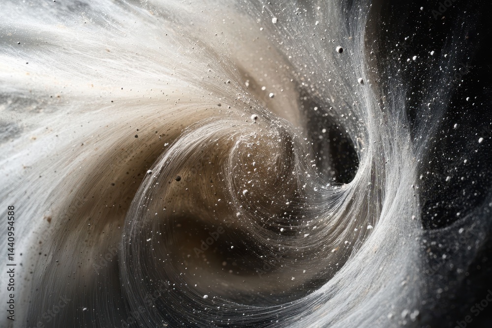 Poster Particles swirl and create a mesmerizing vortex in abstract cosmic environment, Particles swirling into a vortex