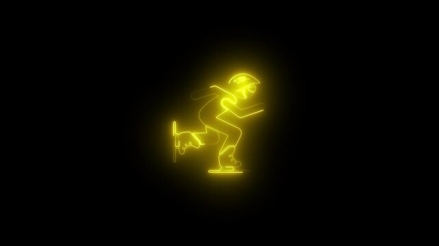 a glowing neon running man icon animation HD video on black background