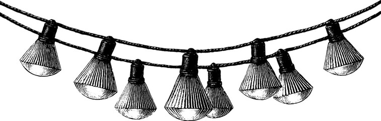 Engraved festoon design with black bold lines for decoration and print