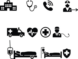 Medical Icons Set | Hospital, Doctor, Ambulance, Healthcare Symbols