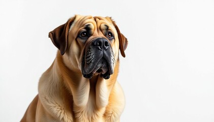 Obraz premium Imposing mastiff, calm expression, pure white backdrop, dog, animal photography