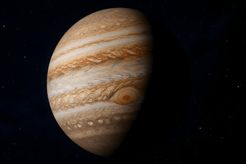Fototapeta premium Planet Jupiter in deep space with visible bands and Great Red Spot astronomy image 