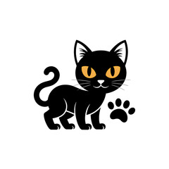 black cat on white background vector