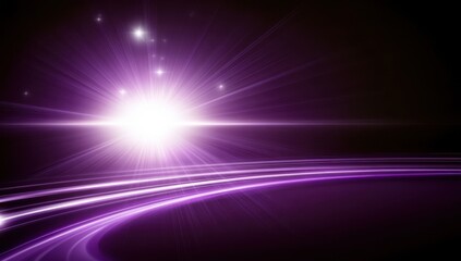 Abstract purple light burst on dark background.  Dynamic energy effect