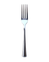 Shiny silver fork on elegant cutlery design 3d food tool metal style clean on transparent background