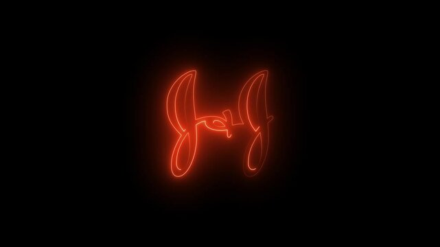 a glowing neon gg text icon animation HD video on black background