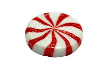 Delicious red and white peppermint candy sweet treat food round sugar on transparent background