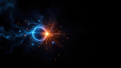 Fototapeta premium Dynamic atomic explosion with energy trails.