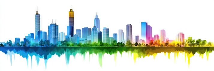 Obraz premium 2d vector melbourne downtown skyline 