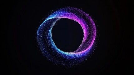 Digital blue and purple tech circle on dark background. Science, futuristic digital technologies concept.