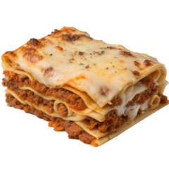 Delicious Slice of Baked Lasagna on Transparent Background