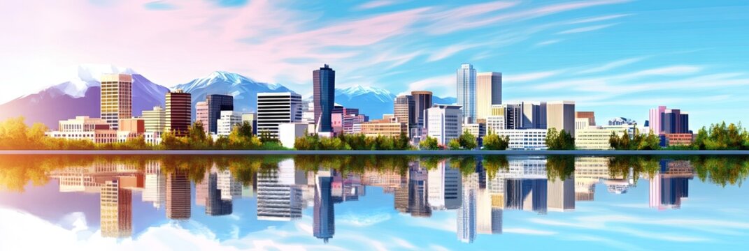 3d vector anchorage downtown skyline 