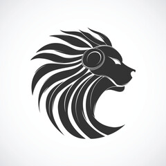 Lion head design logo vector