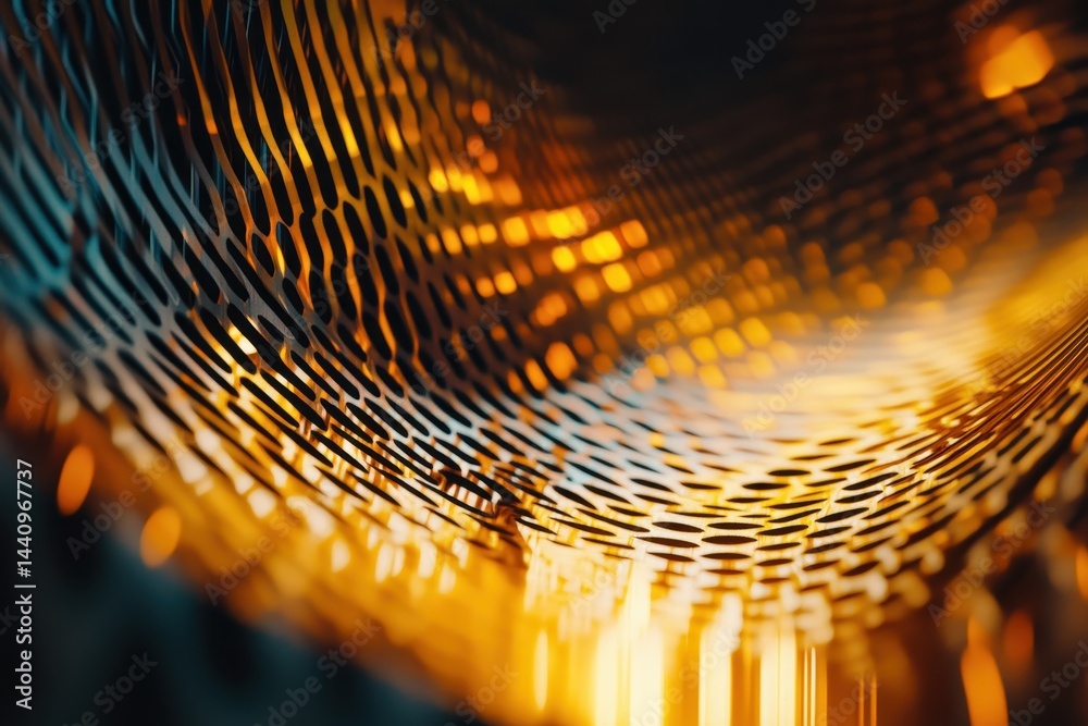 Poster Motion blurred futuristic curve creates a vibrant wavy gradient with shimmering light effects, Futuristic motion blurred curve wavy gradient video Abstract simple light effect texture