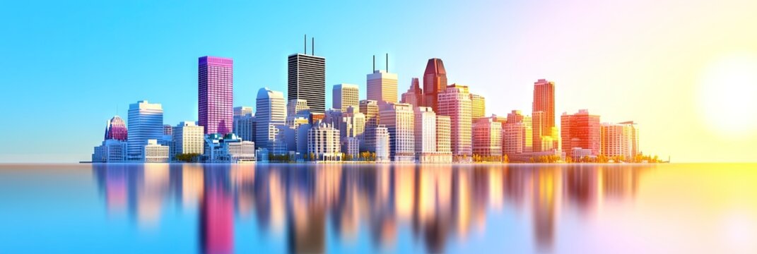 3d vector montreal downtown skyline 