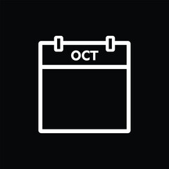calender icon, october icon with black background