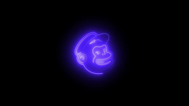 glowing neon Mailchimp icon animation on  black background 