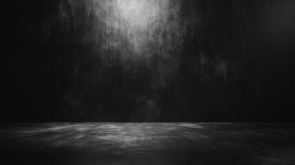 Abstract black and white interior background with a concrete wall, a dark room with a floor and ceiling. minimalist modern architecture with empty space for a design concept