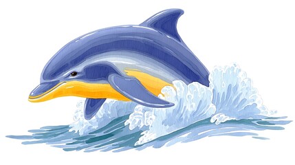Playful dolphin leaping from ocean waves