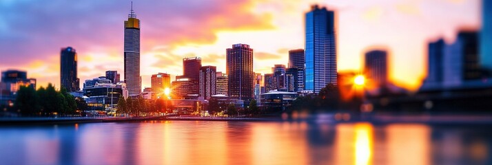 cinematic melbourne downtown skyline