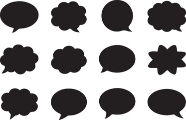 Black Speech Bubble Set in Various Shapes