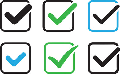 Colorful Checkmark Icons Inside Square Boxes