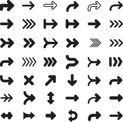 Collection of Diverse Arrow Icons with Various Directions