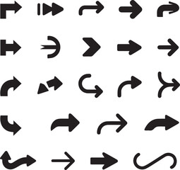 Collection of Diverse Arrow Icons with Various Directions