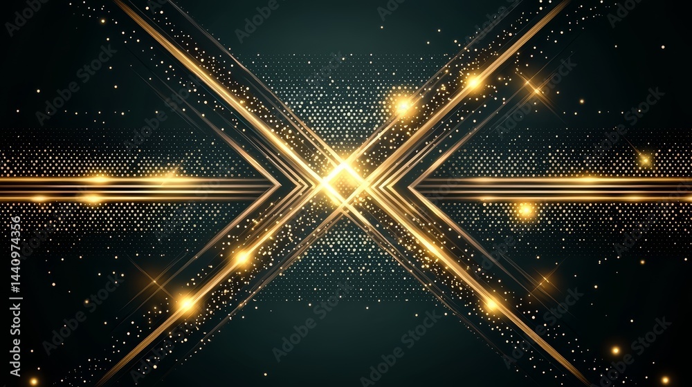 Poster Black background with a gold X on it. The X is surrounded by a lot of sparkles