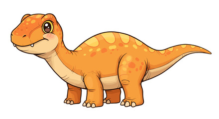 Fototapeta premium A Friendly Cartoon Styled Megalosaurus Dinosaur Is Depicted With Orange Skin And Yellow Spots