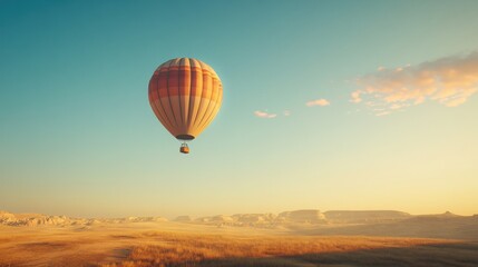 Naklejka premium Colorful hot air balloon floating in clear sky