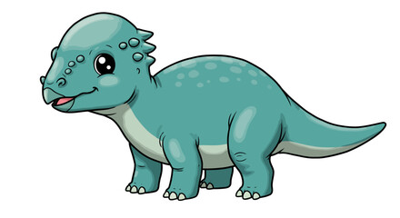 Charming Cartoon Pachycephalosaurus Rendered As A Cute Vector Image With Soft Colors And Shadows