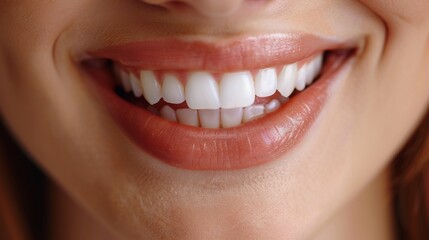 Fototapeta premium Close up of a smiling mouth with a perfectly fitted dental implant