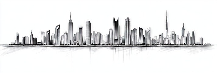 Naklejka premium manga dubai downtown skyline 