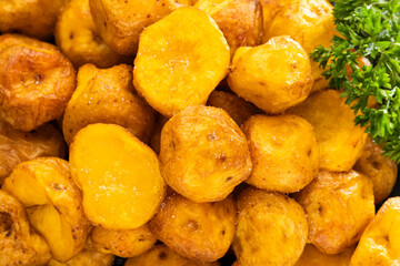 Fried creole potatoes with salt, very popular in Latin American cuisine - Solanum phureja.