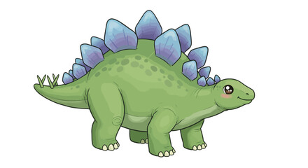 Obraz premium A Cute Green Stegosaurus Smiles Sweetly In This Charming Colorful Vector Illustration