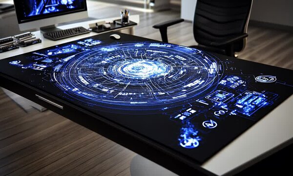 Futuristic interactive office desk