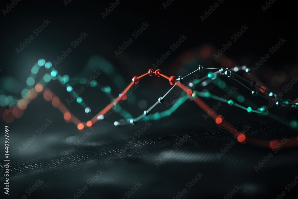 Poster abstract representation of data points connected by lines in a digital network, showing the complexi