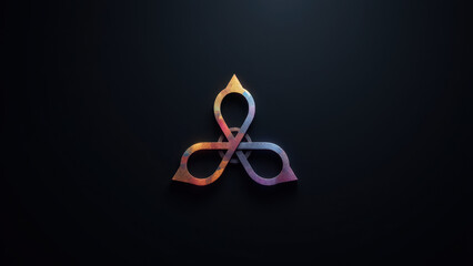 Atomic symbol in a modern, abstract design with vibrant colors.