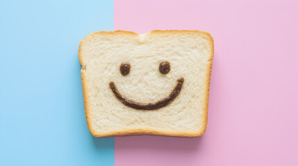 A slice of bread with a smiley face drawn on it