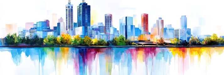 Obraz premium oil painting melbourne downtown skyline 